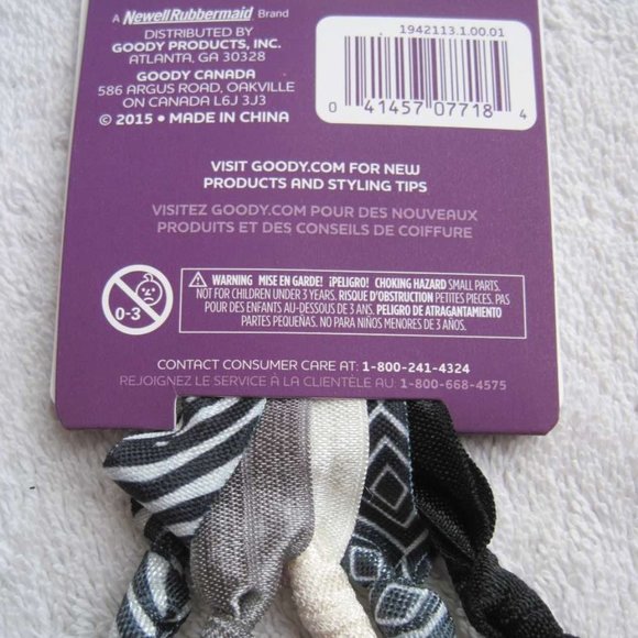 5 Packages of 5 Goody Knotted Ribbon Hair Band Elastics Zebra - Picture 3 of 5